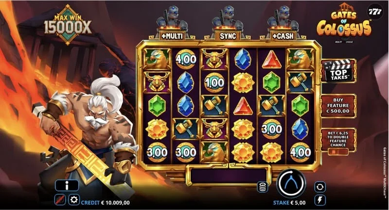 Gates of Colossus MultiChase - skrin utama dengan gulungan 6×5